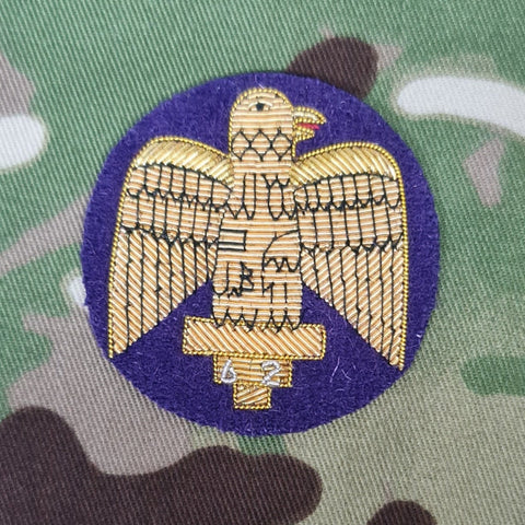Royal Anglian Salamanca Eagle Arm Badge Bullion Badge Gold on Purple No1 Dress