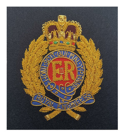 The Corps of Royal Engineers (RE) Hand Embroidered Wire Bullion Blazer Badge