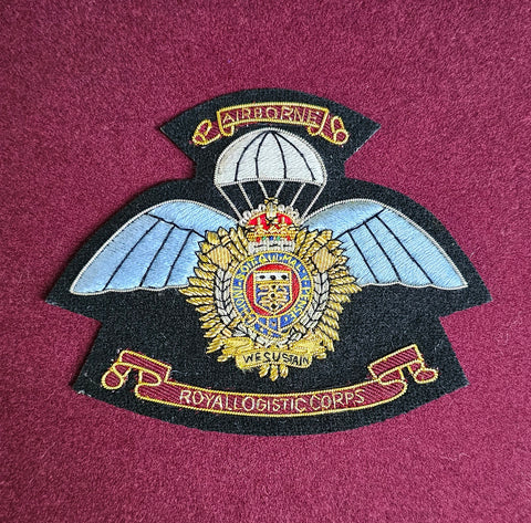 Airborne Royal Logistic Corps (RLC) Hand Embroidered Wire Bullion Blazer Badge (CR3