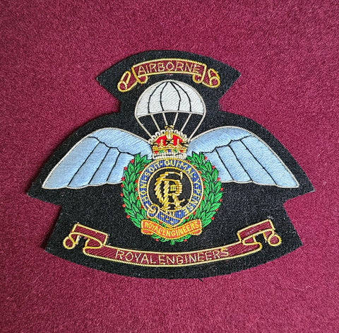 Airborne Royal Engineer (RE / Sapper) Hand Embroidered Wire Bullion Blazer Badge (CR3)