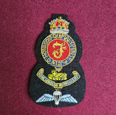 F Bty, 7 (Parachute) Royal Horse Artillery (RHA) Hand Embroidered Wire Bullion Blazer Badge (CR3)