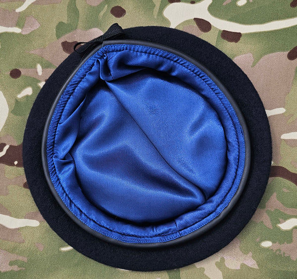 Dark Navy Blue Beret - British Army / Private purchase / Officer Style - Silk Lined, with leather band