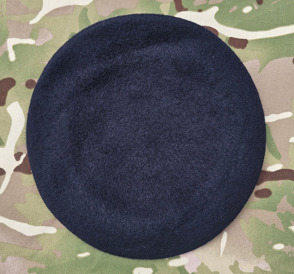 Dark Navy Blue Beret - British Army / Private purchase / Officer Style - Silk Lined, with leather band
