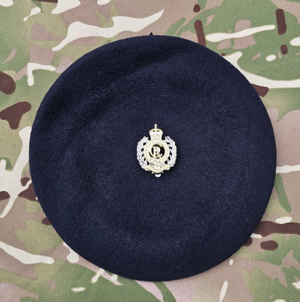 Royal Engineer CIIIR - Beret & Cap badge deal - Dark Navy Blue Beret - Silk Lined, with leather band