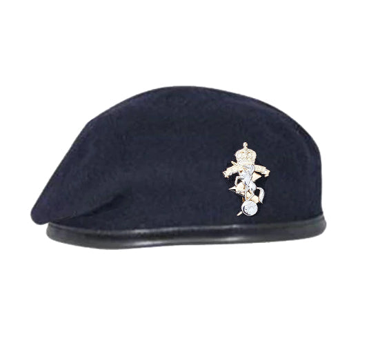 Royal Electrical Mechanical Engineers CIIIR - Beret & Cap badge deal - Dark Navy Blue Beret - Silk Lined, with leather band