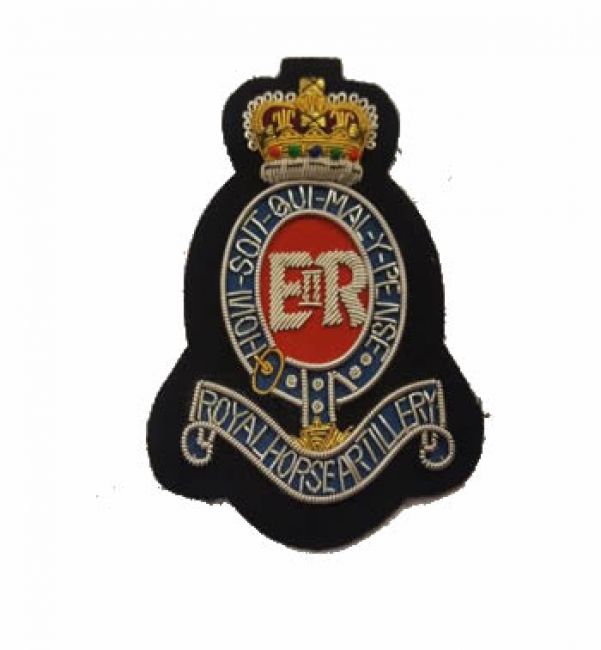 Royal Horse Artilery RHA Hand Embroidered Wire Bullion Blazer Badge